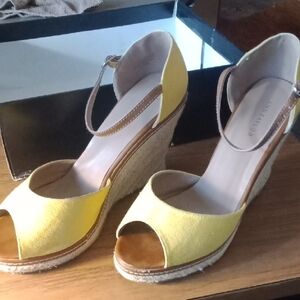 Ann Taylor Yellow Wedge Sandals